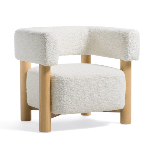 Fang - Modern White Fabric & Wood Accent Chair