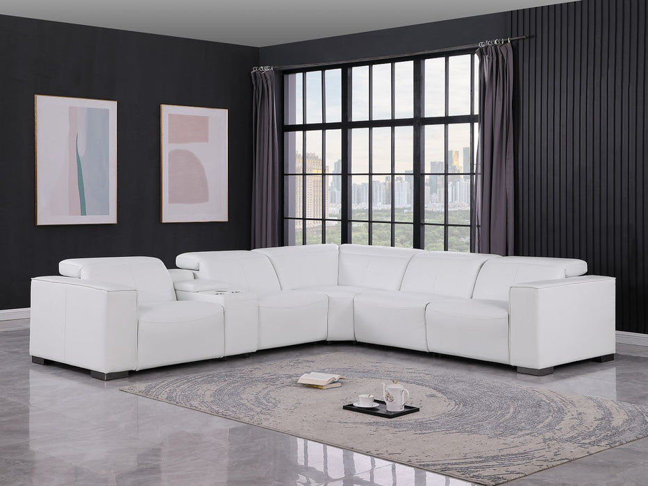 Global United 1208 White 6PC Sectional