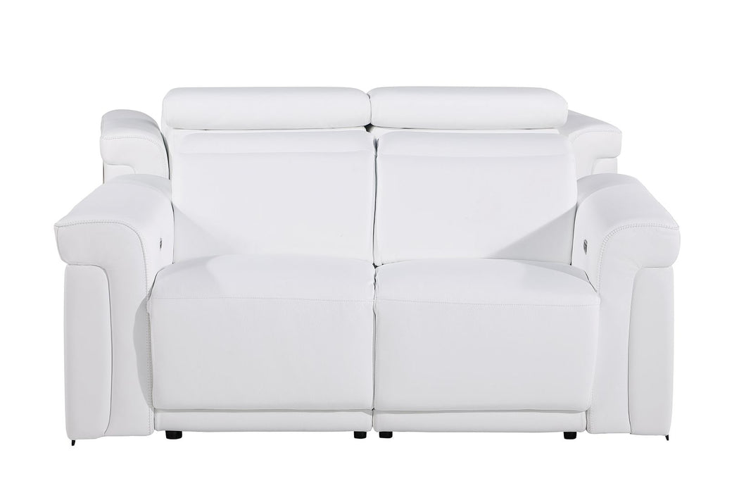 1126 DivanItalia White Power Reclining Loveseat | Italian Leather