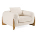 Fleury - Contemporary Cream Fabric and Walnut Lounge Chair