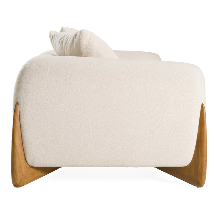Fleury - Contemporary Cream Fabric and Walnut Sofa