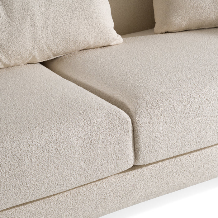 Fleury - Contemporary Cream Fabric and Walnut Sofa