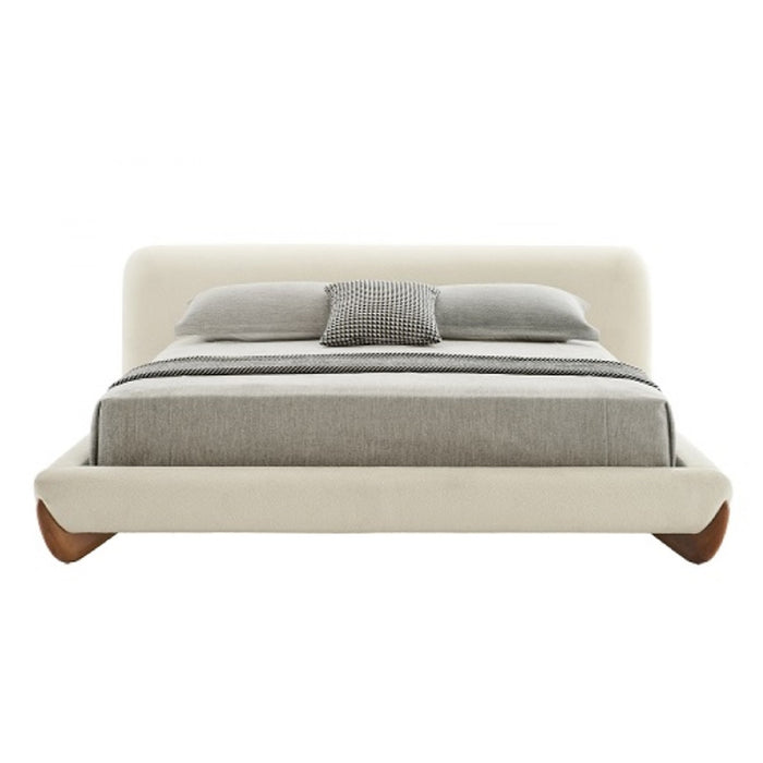Fleury - Contemporary Cream Fabric and Walnut Bed
