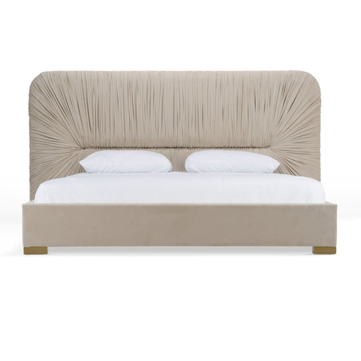Eastern King Florence - Modern Beige Velvet + Gold Bed