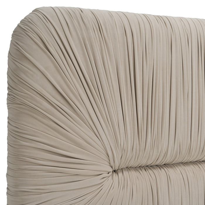 Florence - Modern Beige Velvet + Leatherette Bedroom Set