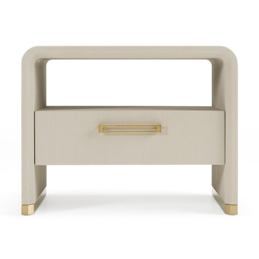 Florence - Modern Beige Leatherette + Gold Nightstand