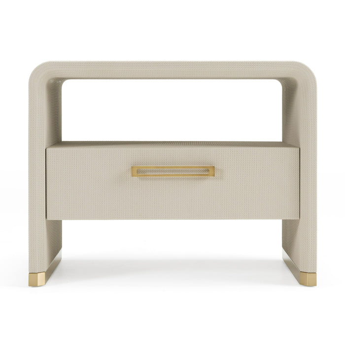 Florence - Modern Beige Leatherette + Gold Nightstand