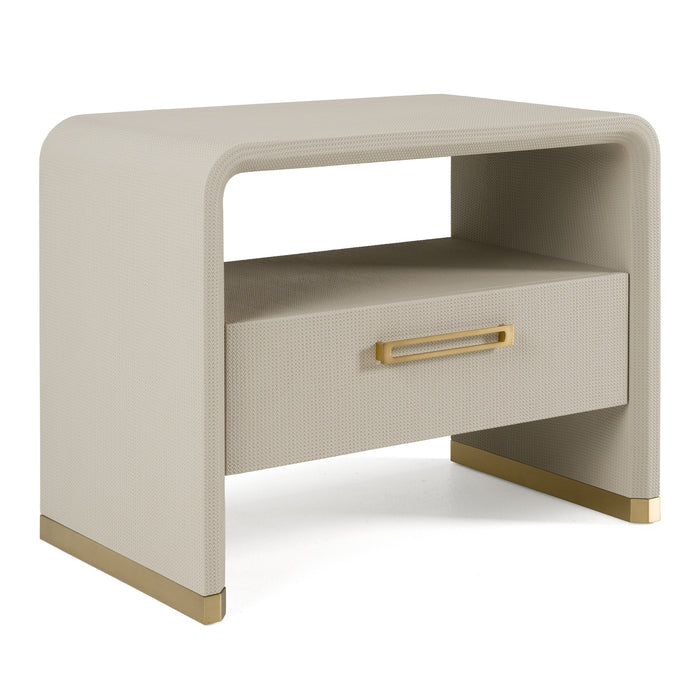Florence - Modern Beige Leatherette + Gold Nightstand