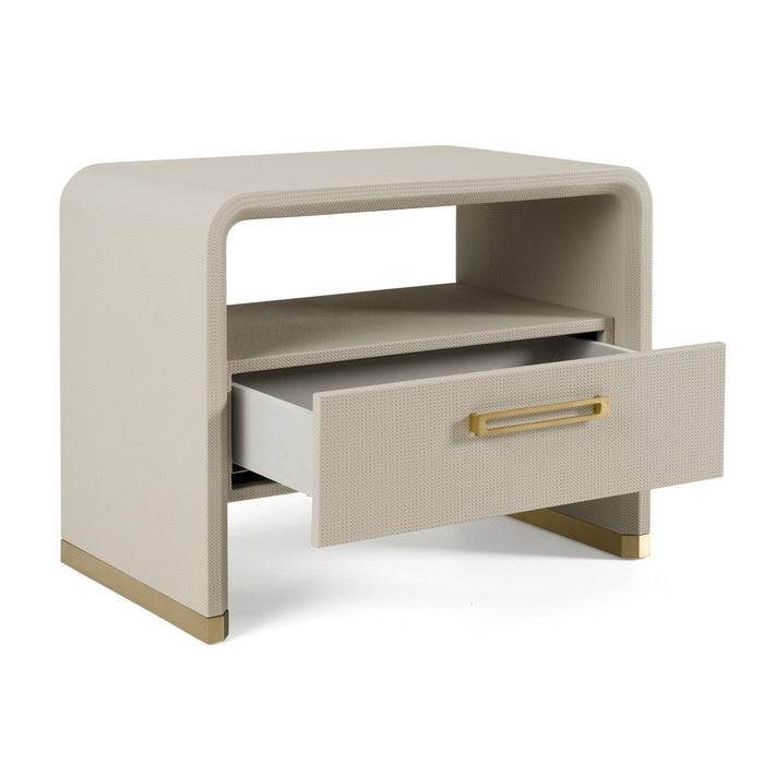 Florence - Modern Beige Leatherette + Gold Nightstand