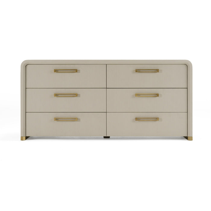 Florence - Modern Beige Leatherette + Gold Dresser