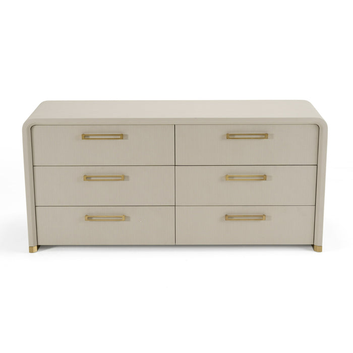 Florence - Modern Beige Leatherette + Gold Dresser