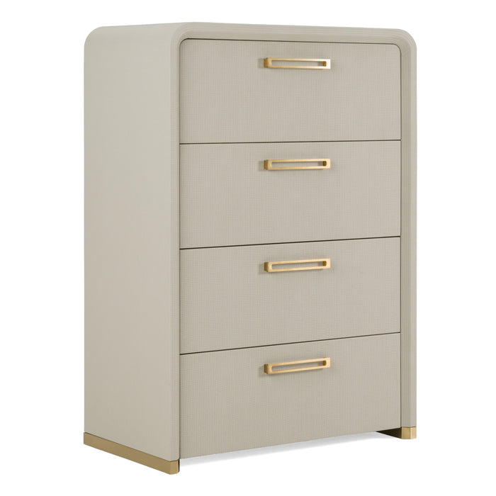 Florence - Modern Beige Leatherette + Gold Chest
