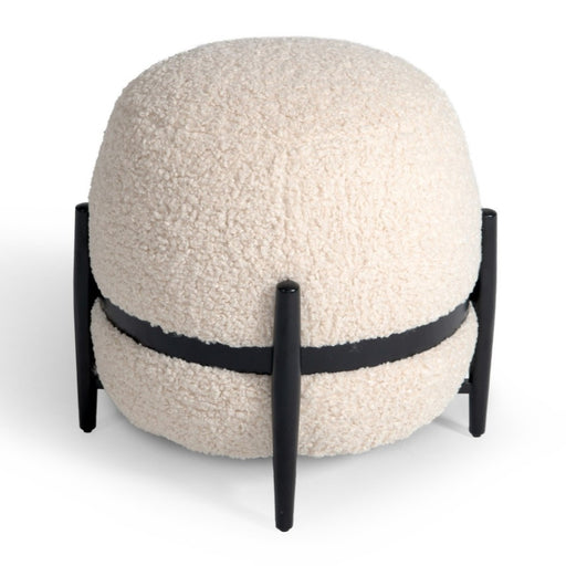 Fouston - Contemporary White Sherpa Pouf