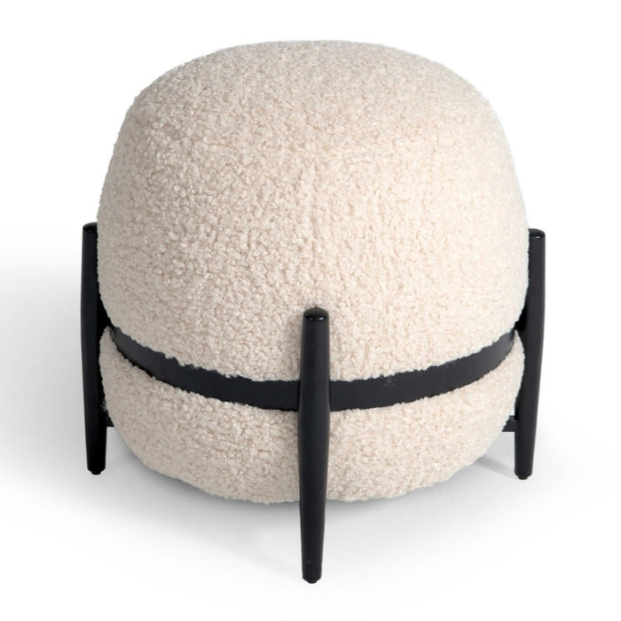 Fouston - Contemporary White Sherpa Pouf