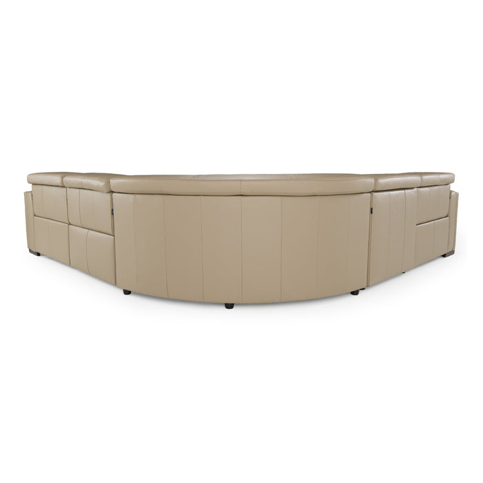 Frazier - Modern Tan Leather Sectional Sofa with 3 Recliners
