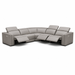 Frazier - Modern Light Grey Leather Sectional Sofa with 3 Recliners