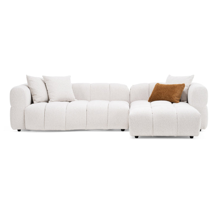 Freya - Modern Beige Fabric Sectional Sofa w/ Console