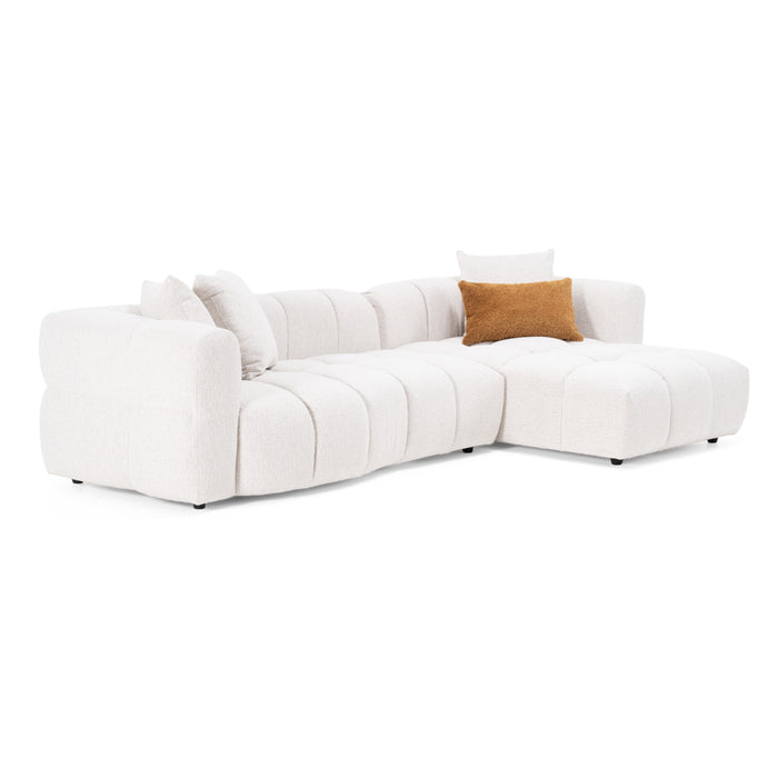 Freya - Modern Beige Fabric Sectional Sofa w/ Console