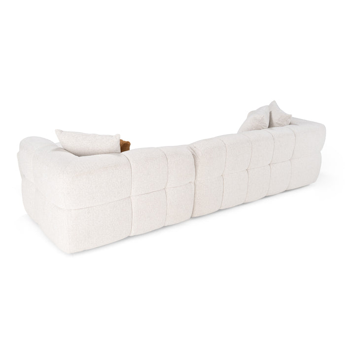 Freya - Modern Beige Fabric Sectional Sofa w/ Console