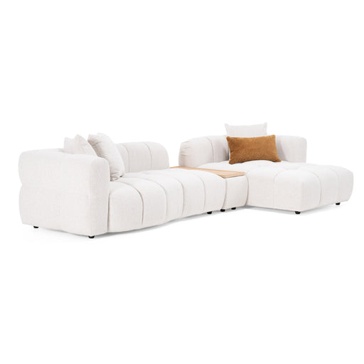 Freya - Modern Beige Fabric Sectional Sofa w/ Console