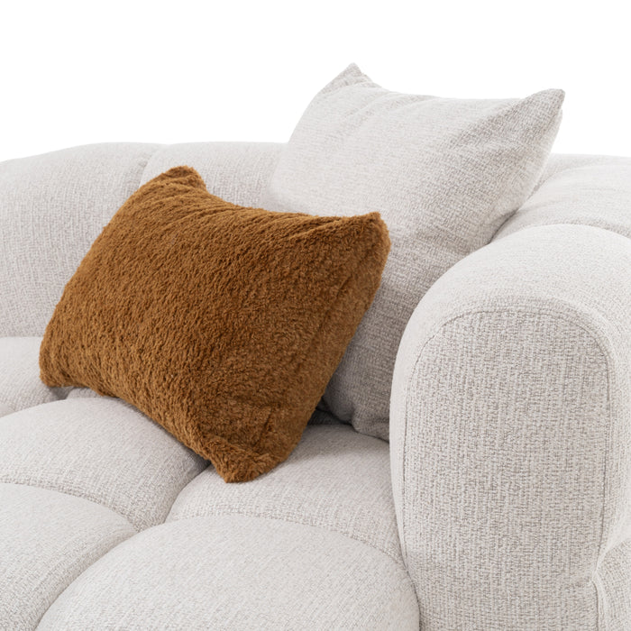 Freya - Modern Beige Fabric Sectional Sofa w/ Console