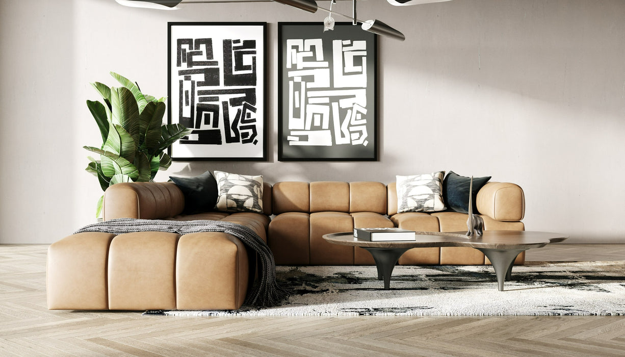 Everest - Modern Brown Leather Modular Corner Sectional Seat