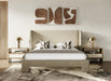 Emilio - Modern Beige Fabric + Burlap + Walnut 4-Piece Bedroom Set