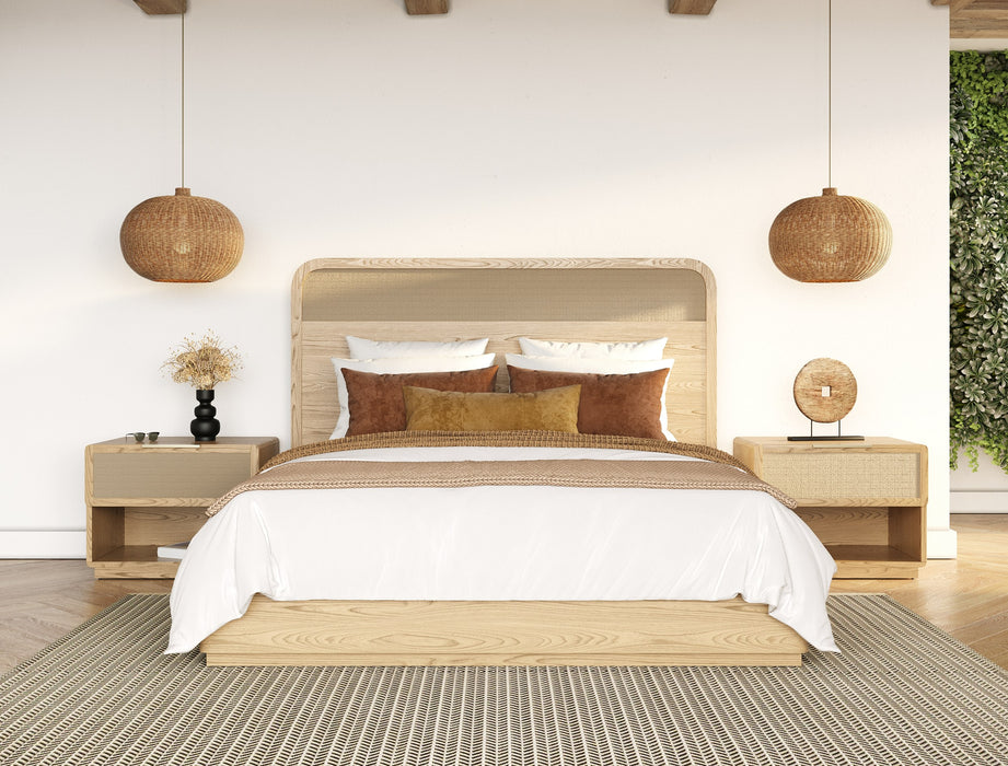 Gavin - Modern Natural Ash + Rattan 4-Piece Bedroom Set