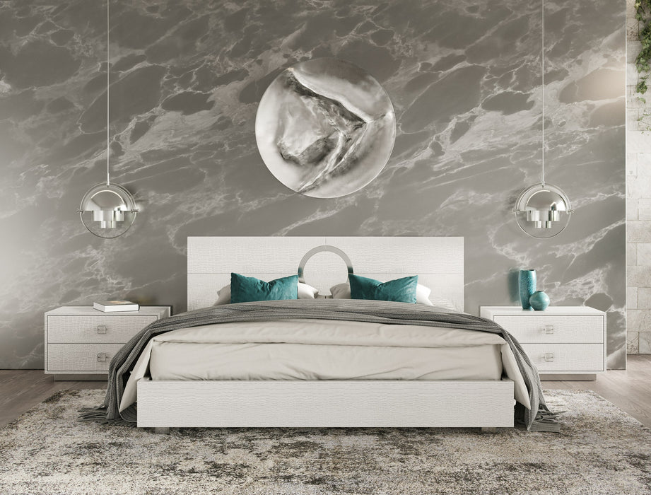 Ovidius + Victoria - Modern White Crocodile Lacquer Bedroom Set