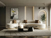 Frontier - Glam Beige Fabric Curved Sectional Sofa with Beige Pillows