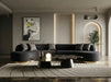 Frontier - Glam Black Fabric Curved Sectional Sofa with Grey Pillows