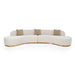 Frontier - Glam Beige Fabric Curved Sectional Sofa with Beige Pillows