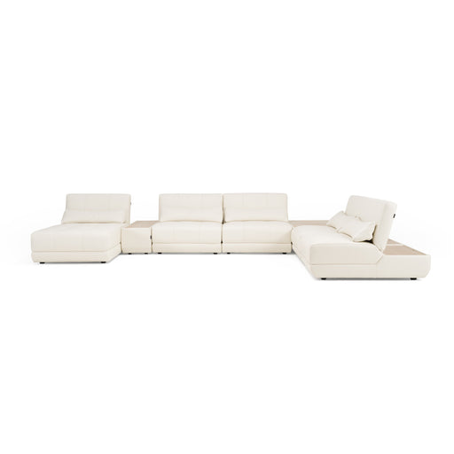 Garfield - Modern Off-White Leather 7-Piece Modular Sectional Sofa