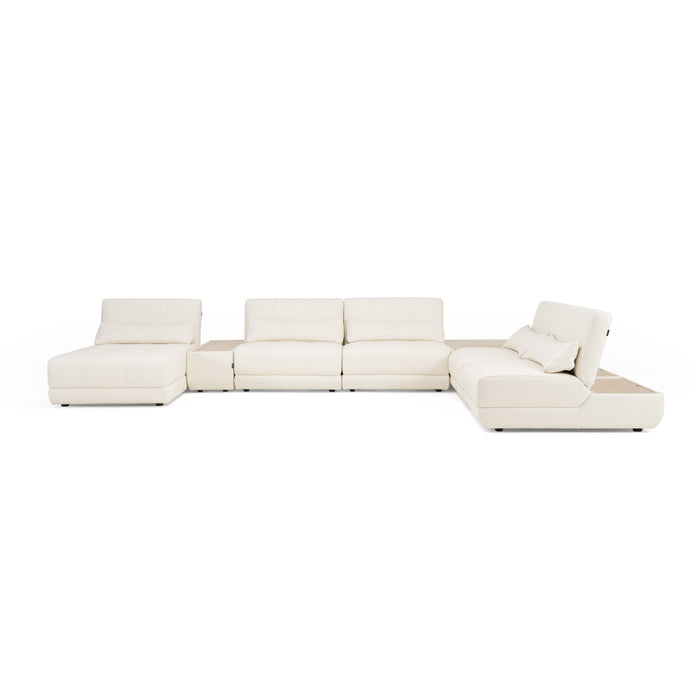 Garfield - Modern Off-White Leather 7-Piece Modular Sectional Sofa
