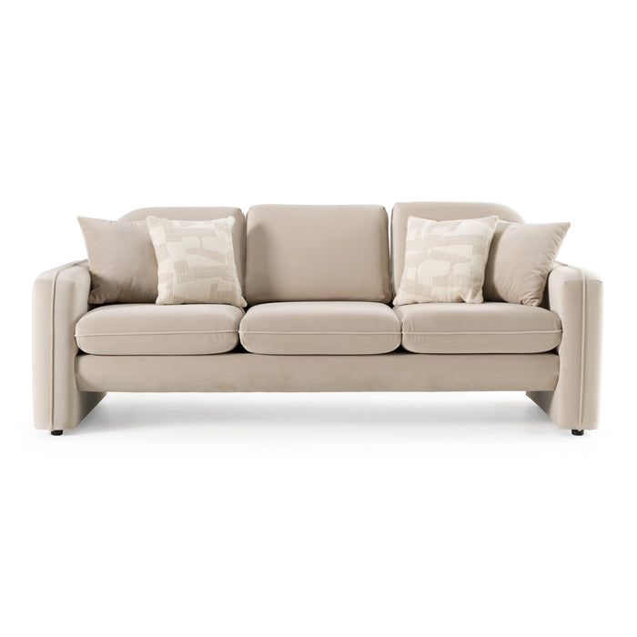 Gaston - Modern Beige Velvet Sofa