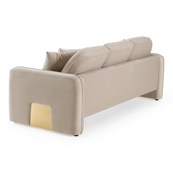 Gaston - Modern Beige Velvet Sofa