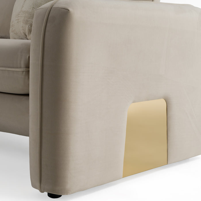 Gaston - Modern Beige Velvet Sofa