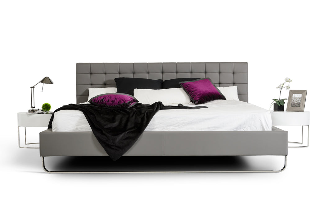 Eastern King Gemma Modern Grey Leatherette Bed