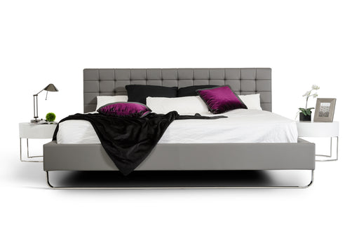 Eastern King Gemma Modern Grey Leatherette Bed