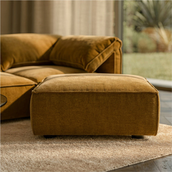 Gene - Modern Ochre Fabric Modular Ottoman