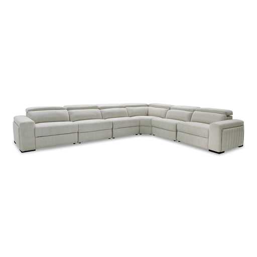 Gering - Modern Beige Fabric Sectional Sofa With 2 Power Recliners