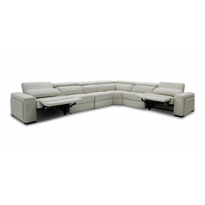 Gering - Modern Beige Fabric Sectional Sofa With 2 Power Recliners