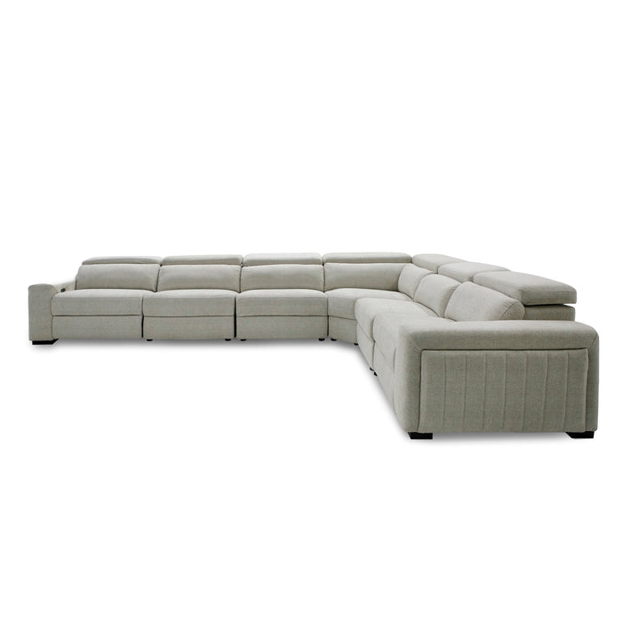 Gering - Modern Beige Fabric Sectional Sofa With 2 Power Recliners