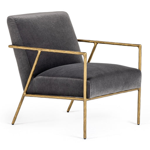 Gibbons - Modern Grey Velvet + Forged Gold Accent Chair