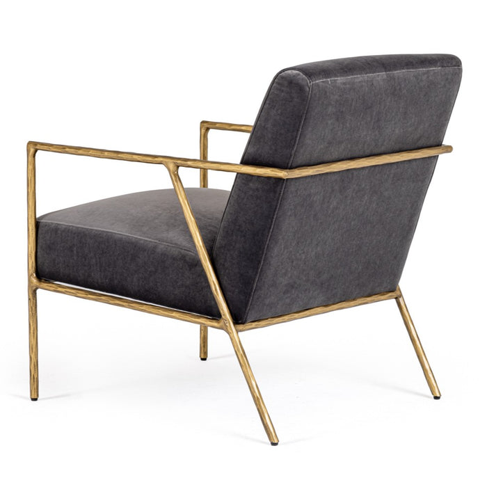 Gibbons - Modern Grey Velvet + Forged Gold Accent Chair