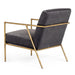 Gibbons - Modern Grey Velvet + Forged Gold Accent Chair