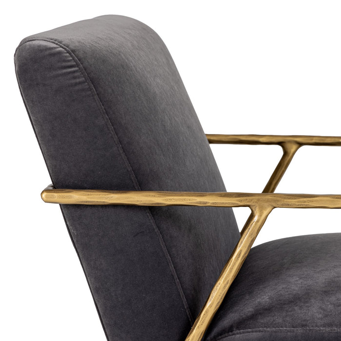 Gibbons - Modern Grey Velvet + Forged Gold Accent Chair