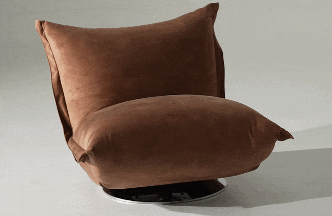 Hagen - Modern Camel Velvet + Chrome Swivel Accent Chair
