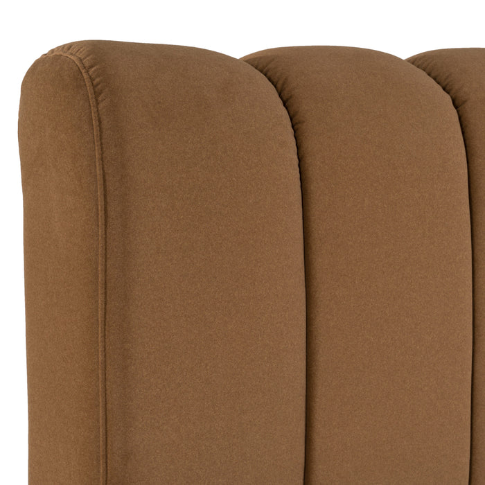 Harris + Palermo - Modern Brown Fabric + Faux Concrete & Walnut 4-Piece Bedroom Set