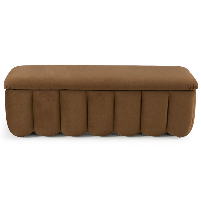 Harris - Modern Brown Fabric Bench w/ Storage